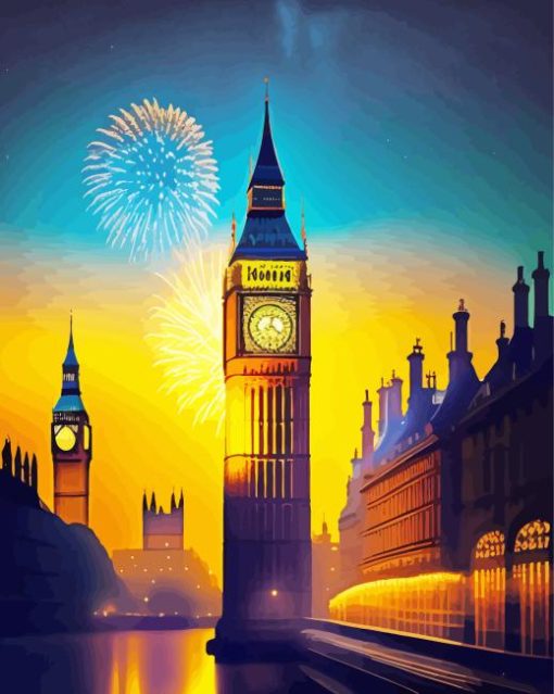 Fireworks London Bridge Diamond Painting