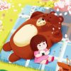 Little Girl With The Bear In Picnic Diamond Painting