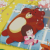 Little Girl With The Bear In Picnic Diamond Painting