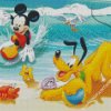 Mickey And Pluto In The Beach Diamond Painting