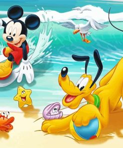 Mickey And Pluto In The Beach Diamond Painting