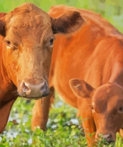 Red Angus Cow And Calf Diamond Painting