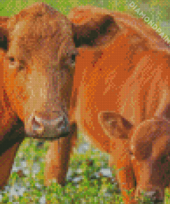 Red Angus Cow And Calf Diamond Painting