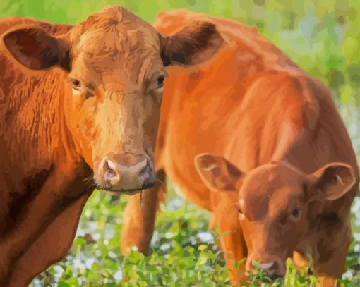 Red Angus Cow And Calf Diamond Painting