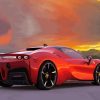 Red Ferrari Car Diamond Painting