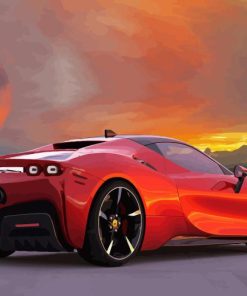 Red Ferrari Car Diamond Painting