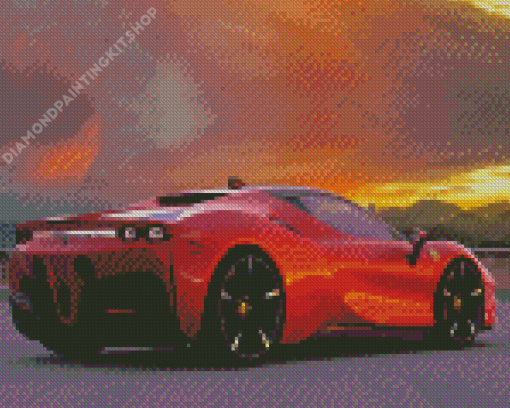 Red Ferrari Car Diamond Painting