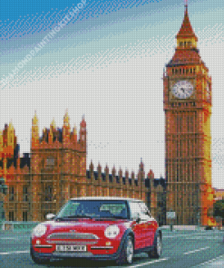 Red Mini Car In London Diamond Painting