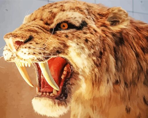 Saber Toothed Cat Head Diamond Painting