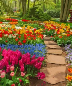 Spring Blossoms Garden Path With Flowers Diamond Painting