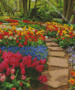 Spring Blossoms Garden Path With Flowers Diamond Painting