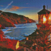 Sunset Over Oregon Lighthouse Diamond Painting