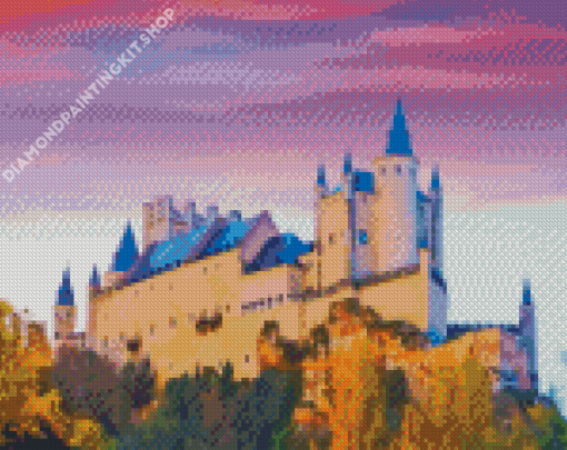 Sunset Over Segovia Castle Diamond Painting