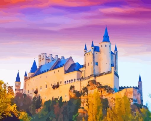 Sunset Over Segovia Castle Diamond Painting