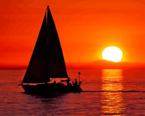 Sunset Sailboat Diamond Painting