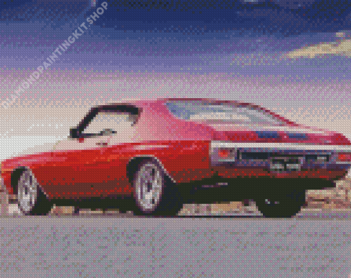 Vintage Red 71 Chevelle Car Diamond Painting