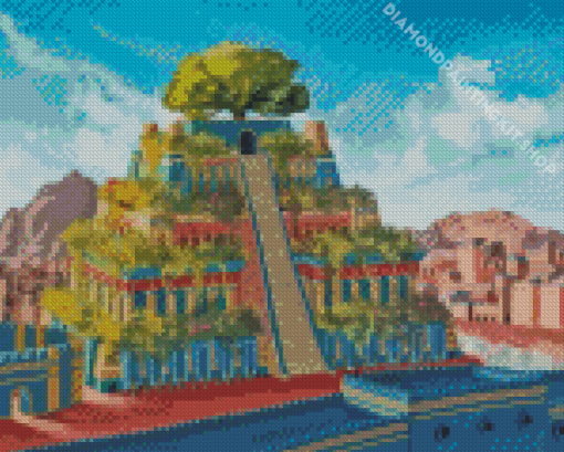 Babylon Gardens Buildings Diamond Painting