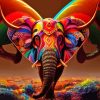 Colorful Elephant With Butterfly Wings Diamond Painting