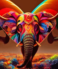 Colorful Elephant With Butterfly Wings Diamond Painting