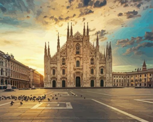 Duomo Di Milano Italy At Sunset Diamond Painting