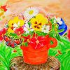 Potted Flowers And Butterflies Diamond Painting