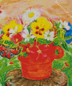 Potted Flowers And Butterflies Diamond Painting