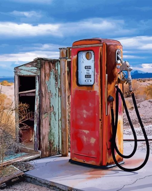 Retro Old Gas Pump Diamond Painting