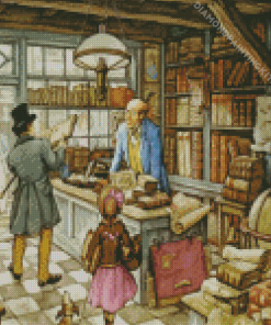 Vintage Book Store By Anton Pieck Diamond Painting