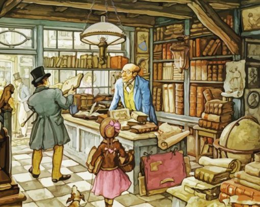 Vintage Book Store By Anton Pieck Diamond Painting