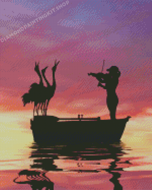 Bird And Violinist Silhouette diamond painting