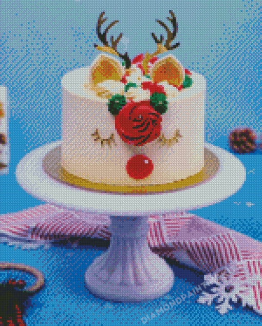 Christmas Reindeer Cake Diamond Painting