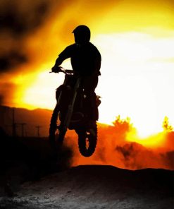 Dirt Bike At Sunset Diamond Painting