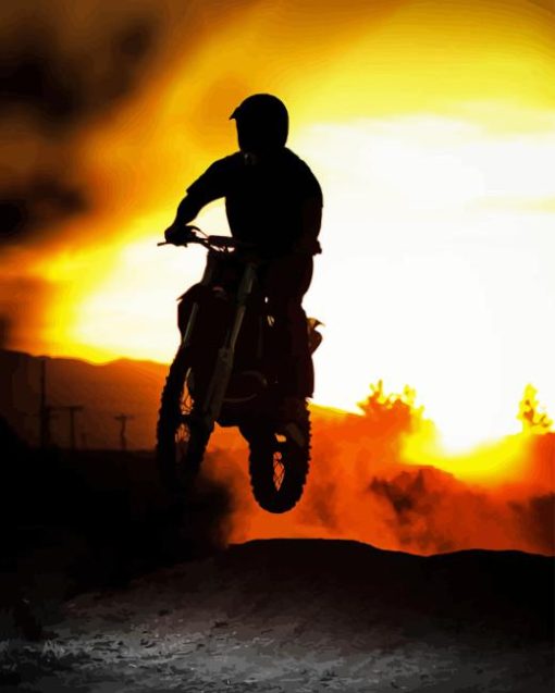 Dirt Bike At Sunset Diamond Painting