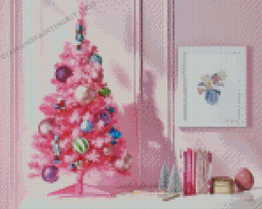 Pink Christmas Tree Diamond Painting