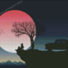 Woman Alone Silhouette Diamond Painting