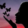 Butterflies And Woman Sunset Silhouette Diamond Painting