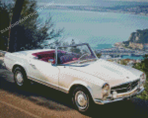 Classic White Mercedes Roadster Diamond Painting