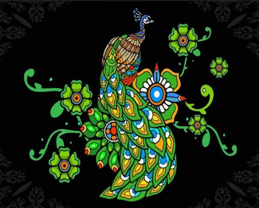 Colorful Peacock Bird Mandala Diamond Painting