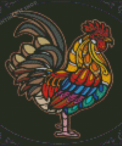 Colorful Rooster Mandala Diamond Painting