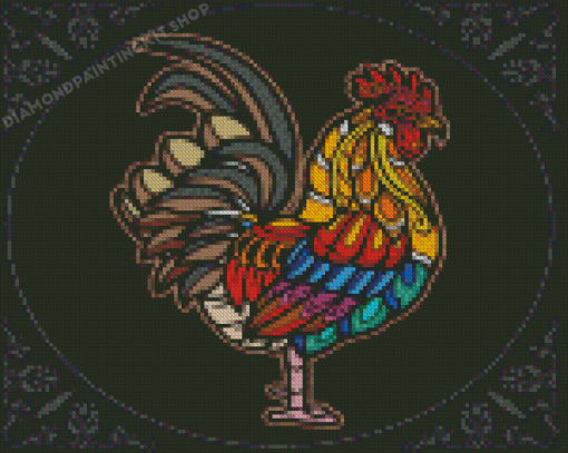 Colorful Rooster Mandala Diamond Painting