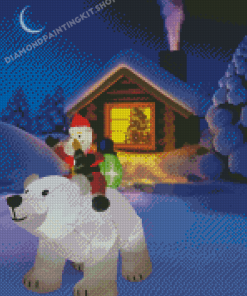 Polar Bear And Santa Diamond Painting