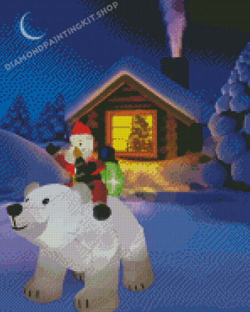 Polar Bear And Santa Diamond Painting