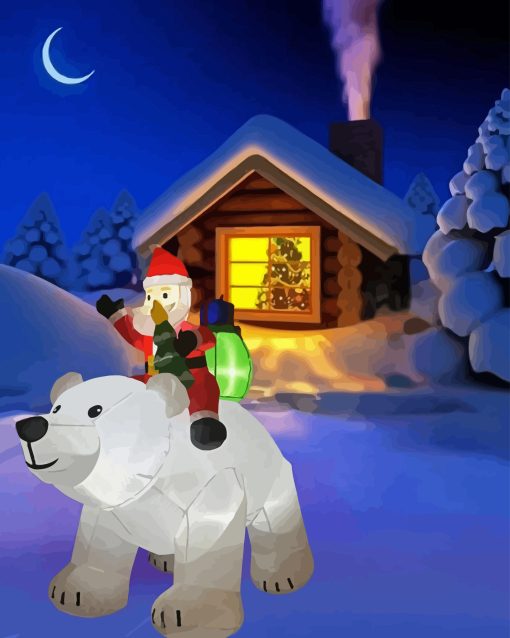 Polar Bear And Santa Diamond Painting