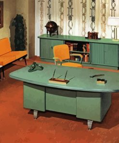 Mid century modern vintage office desks diamond painting