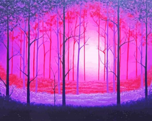 Pink Forest Art Diamond Painting