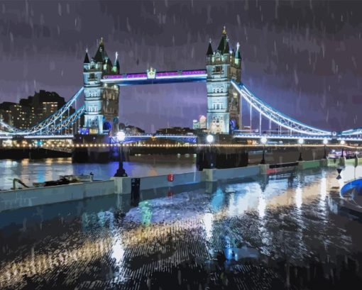 Raining London Tower Bridge Diamond Painting