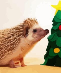 Christmas Tree And Hedgehog Diamond Painting