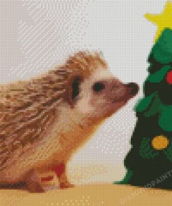 Christmas Tree And Hedgehog Diamond Painting