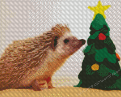 Christmas Tree And Hedgehog Diamond Painting