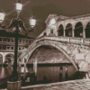 Rialto Bridge Venice Black And White Diamond Painting